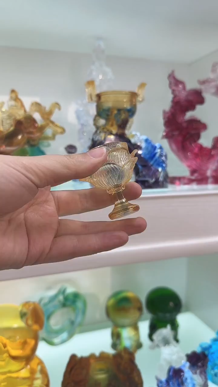 手工艺品琉璃莲花杯2个