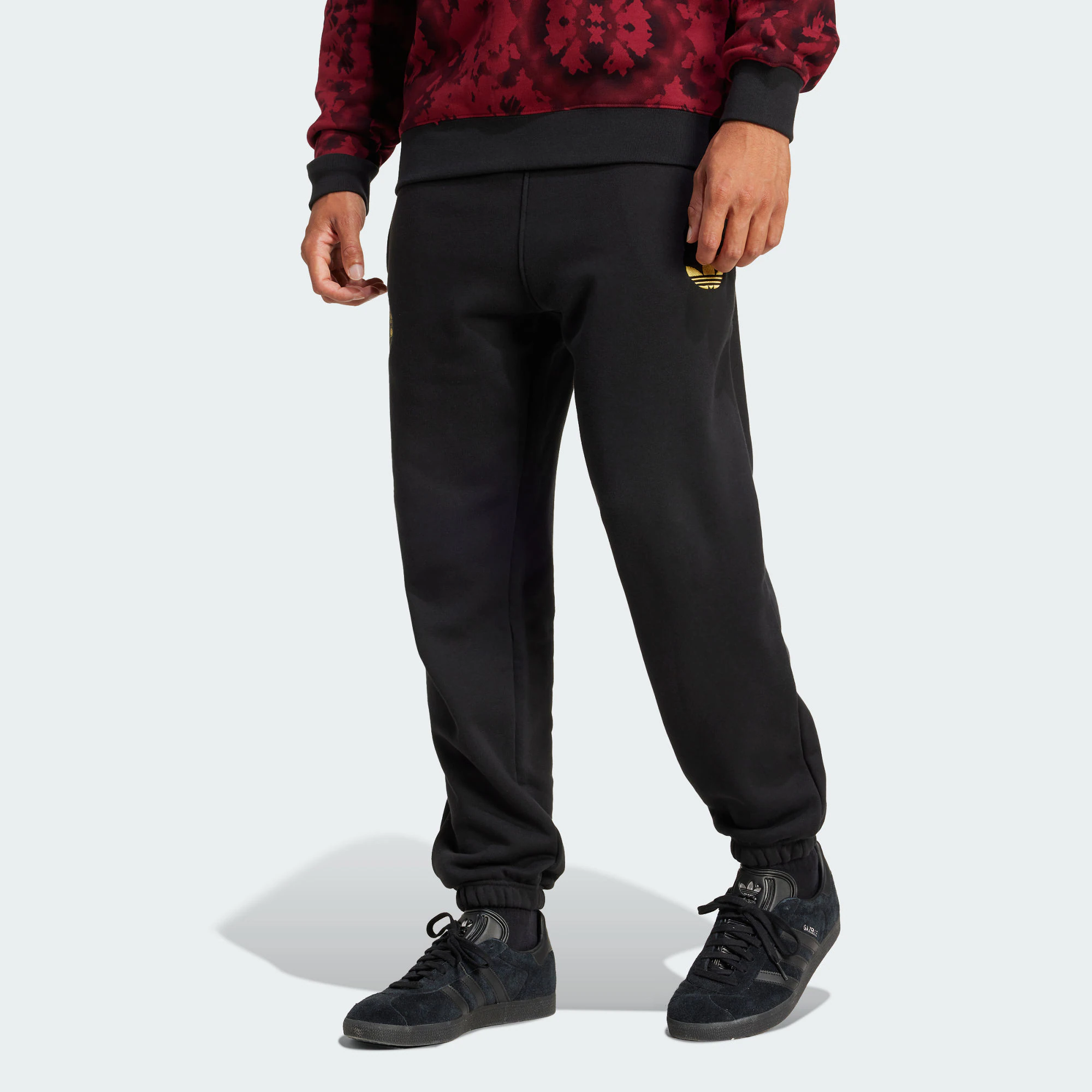 Adidas阿迪达斯男子曼联扎染蛇年款足球休闲文化纯棉长裤JF0361