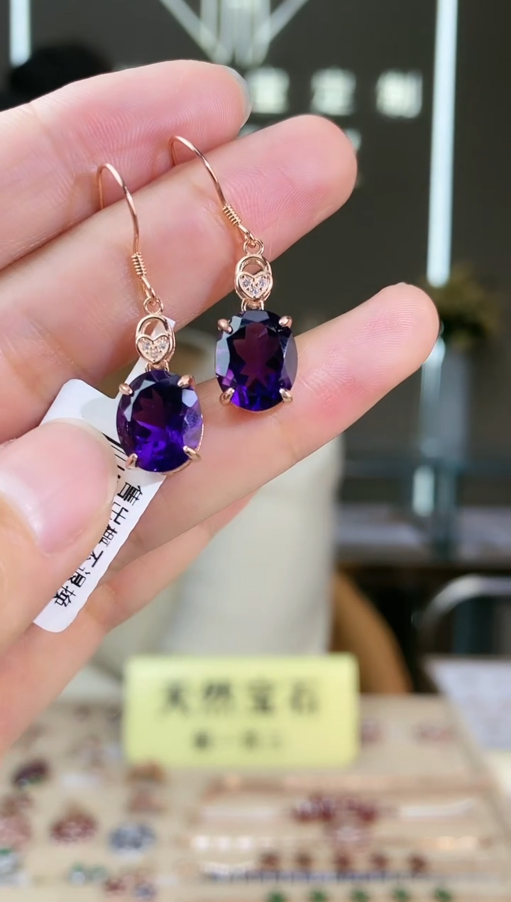 【闪购商品】紫晶耳饰银S925镶嵌耳饰