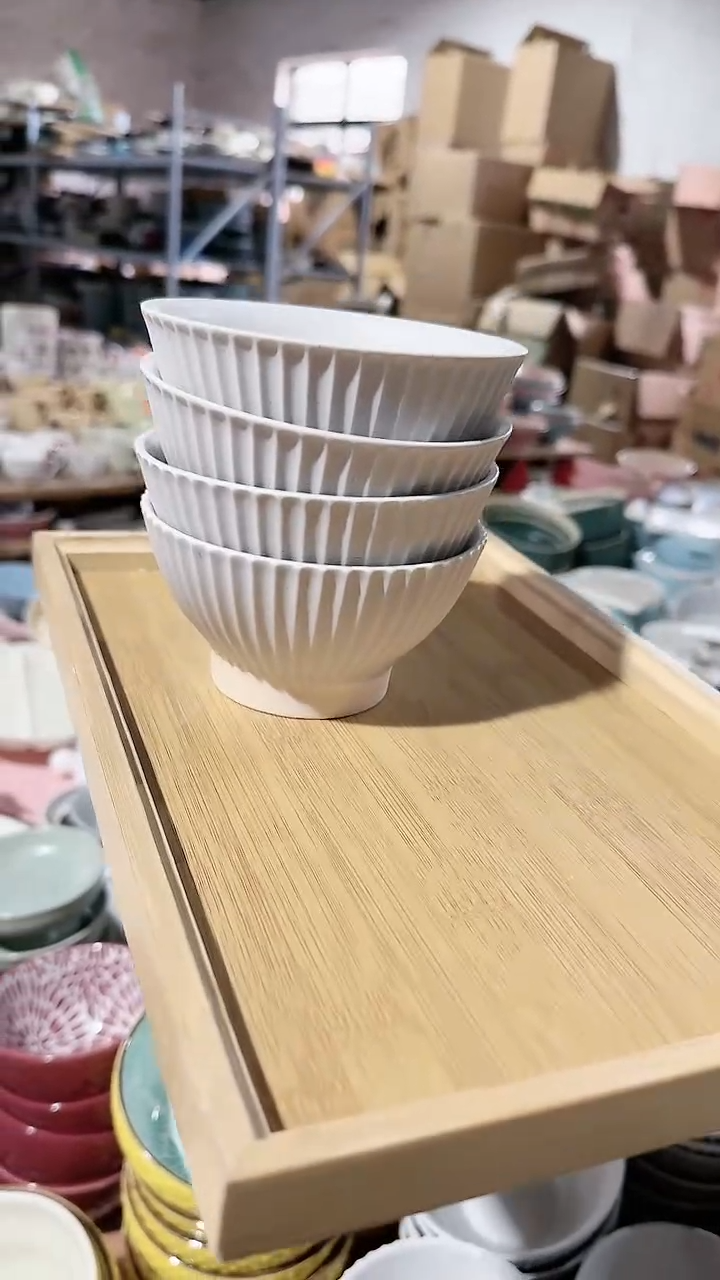 【闪购商品】瓷片4个粗陶米饭碗 微瑕凑满20元包邮