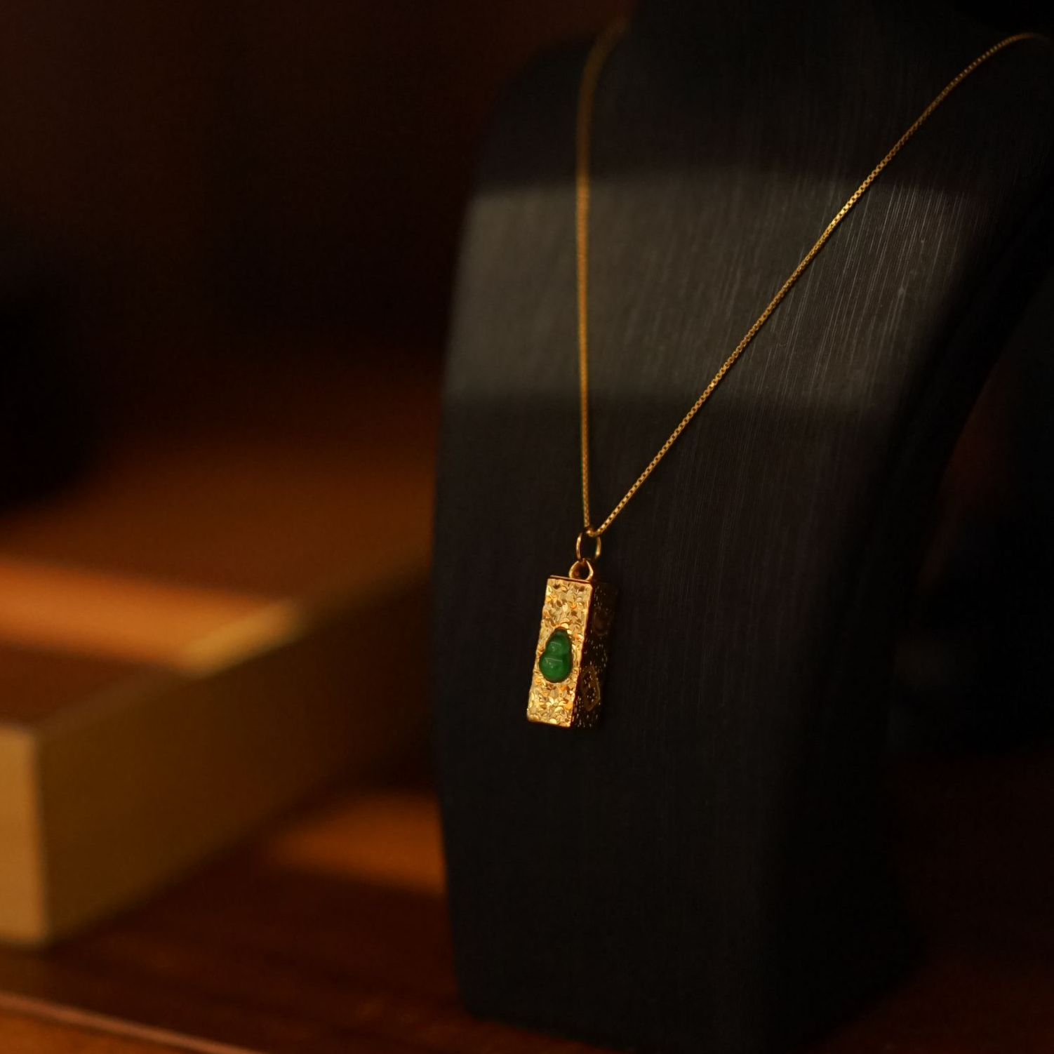 坠链均925银 绿葫芦银盒复古吊坠