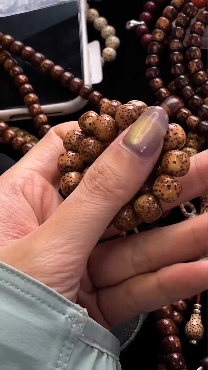 手串星月菩提精工级粉皮陈籽桶珠10*9手串