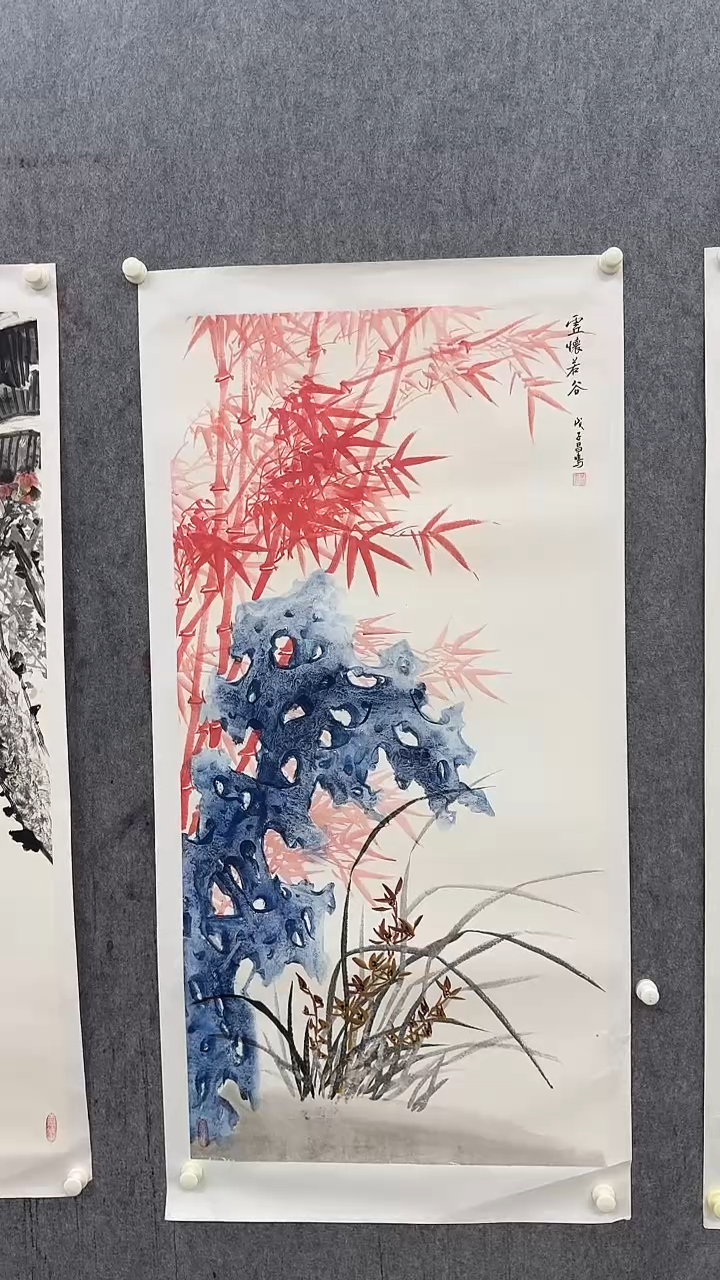 国画帅总补贴吴昌鸣8平尺花鸟