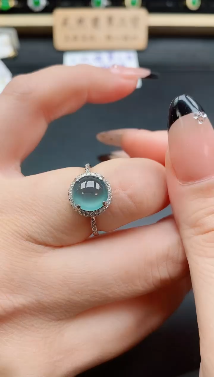 银S925镶嵌戒指翡翠1