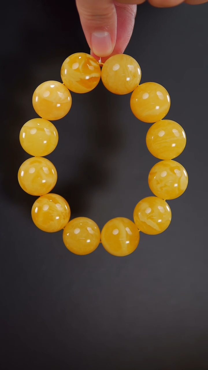 未镶嵌蜜蜡手链焦皮料妖花圆珠手串66.8