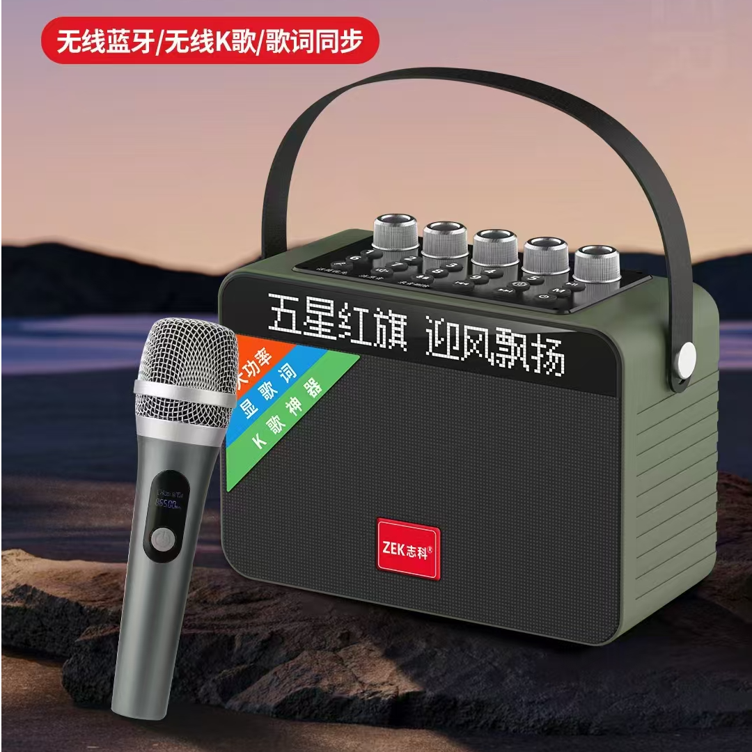 志科K99便携蓝牙连接广场舞音箱歌词显示唱歌神器麦克风音响播放