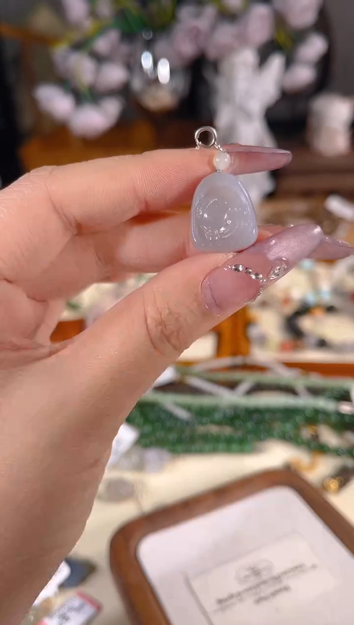 吊坠(不含链)银S925镶嵌和田玉多样性发其一孤品默认微瑕