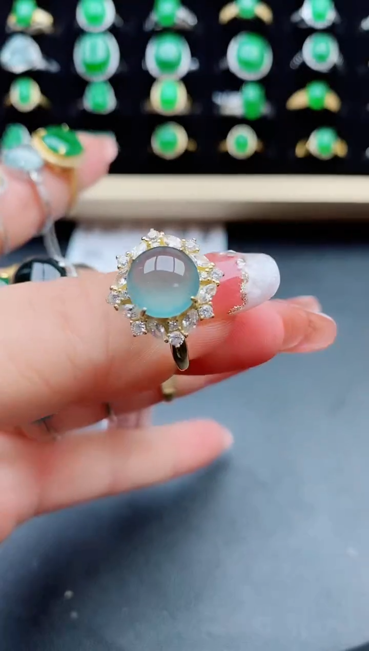 【闪购商品】翡翠戒指银S925镶嵌08000