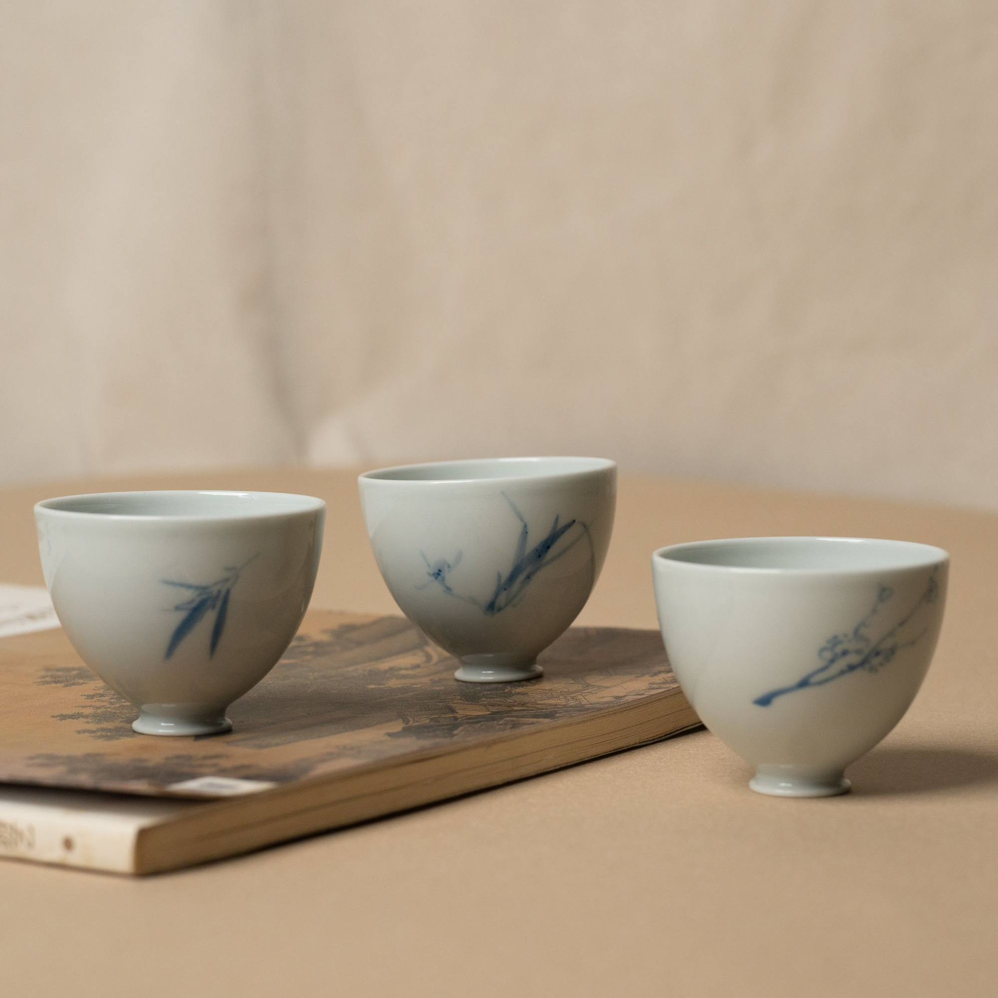 仟户烧纯手工鸡心杯家用功夫品茗主人杯小茶杯中式手绘喝茶杯