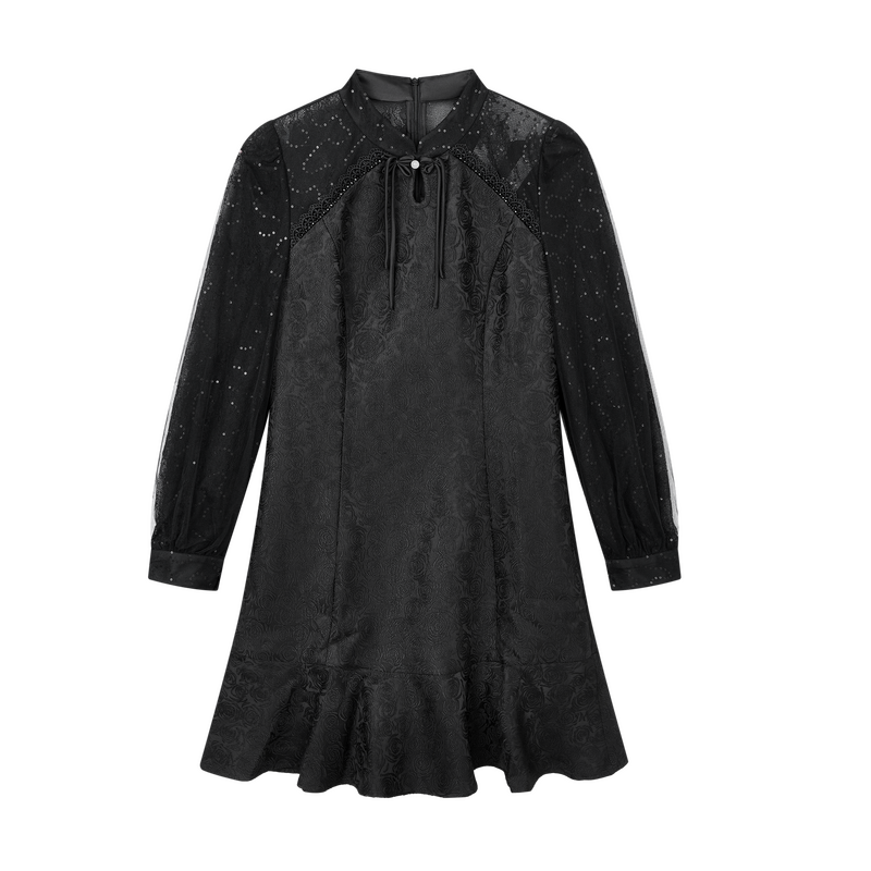 【达人专属】国风中式提花设计蕾丝连衣裙小香风亮片X09ALS8800