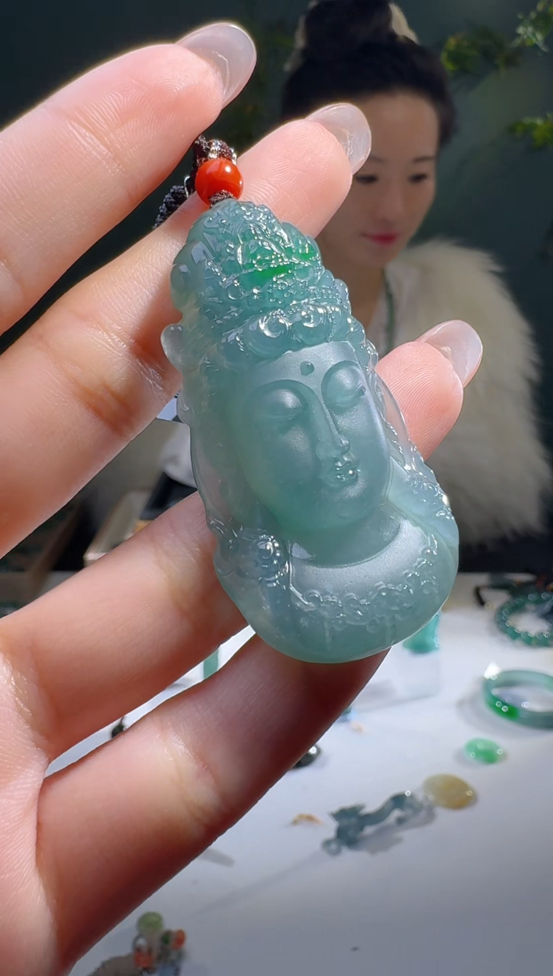 【闪购商品】翡翠颈饰未镶嵌天然A货翡翠观音头