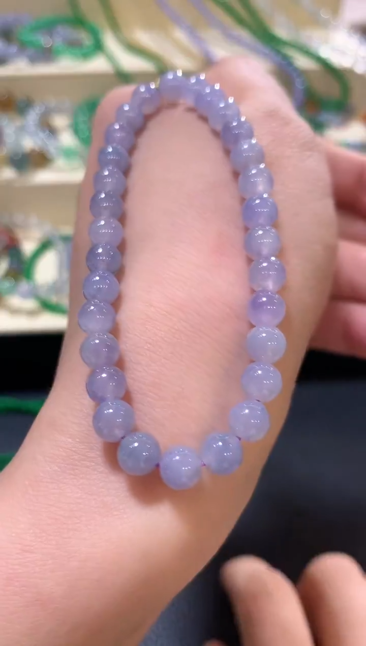 未镶嵌手串翡翠m65  紫色有色差