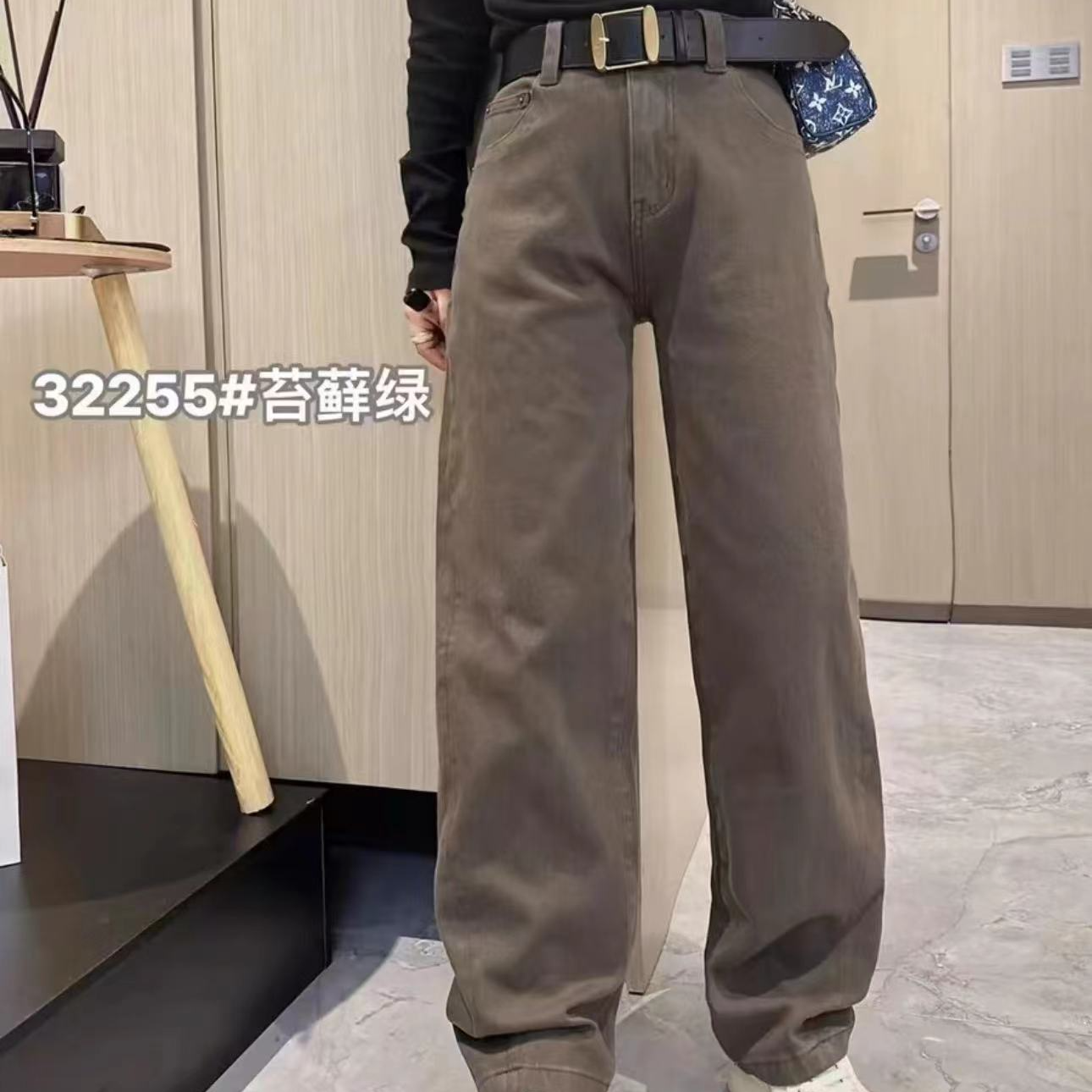 喜家外贸-显瘦抗皱直筒阔腿牛仔裤32255