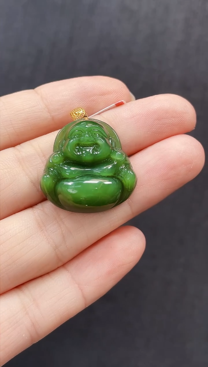 和田玉18K金镶嵌吊坠(赠链)多样性发一