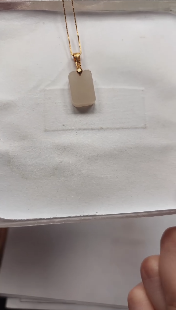 颈饰银S925镶嵌和田玉小方糖吊坠