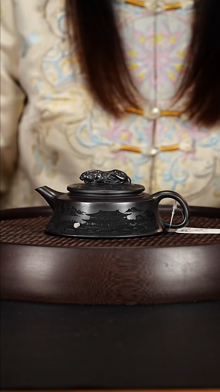茶壶紫砂宜兴紫砂壶石黄泥料卧虎藏龙220cc