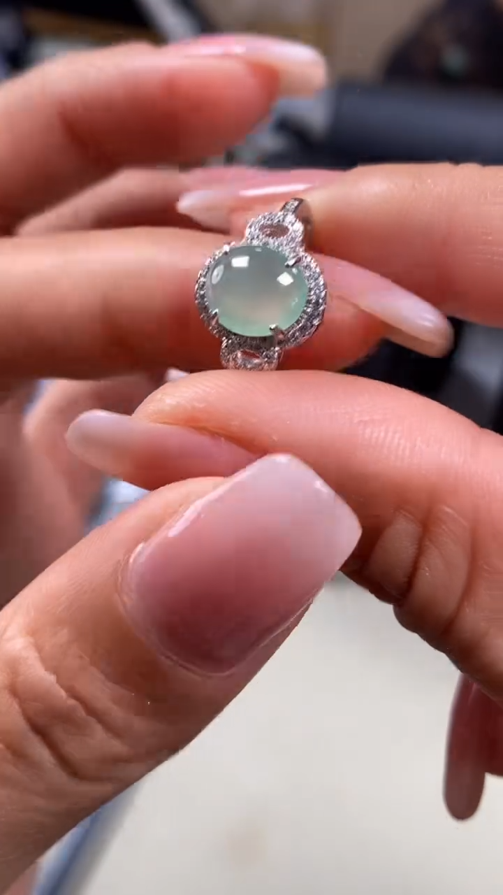 【闪购商品】翡翠戒指银S925镶嵌6303