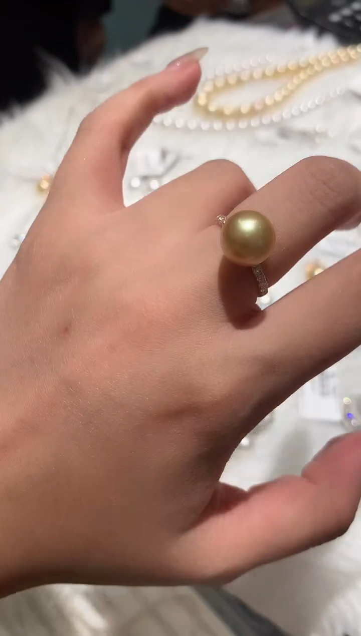 18K金镶嵌戒指海水珍珠A152|5500