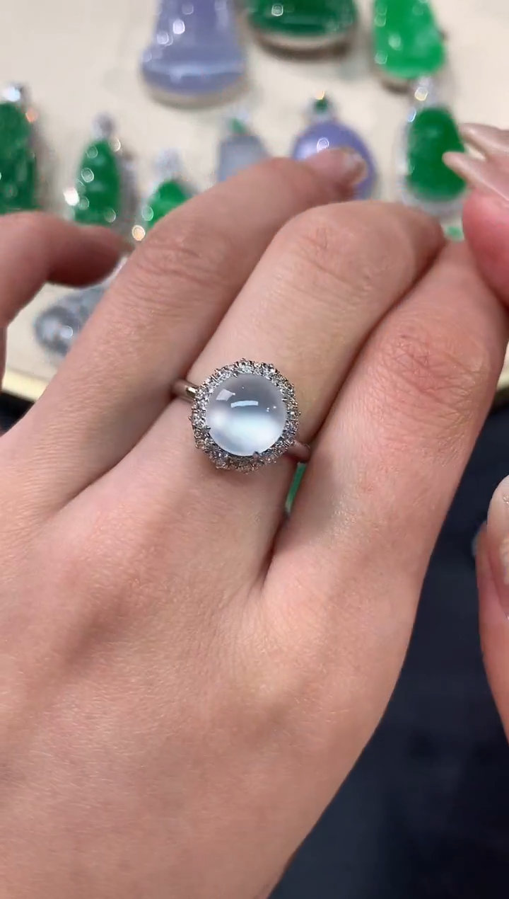 【闪购商品】翡翠戒指18K金镶嵌戒指A161|8800