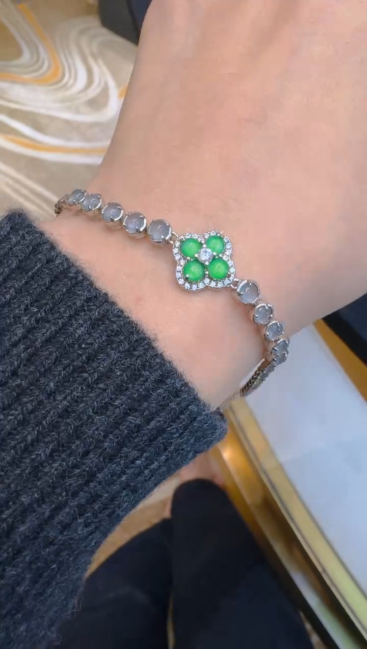 银S925镶嵌手链翡翠多样性团购发一件