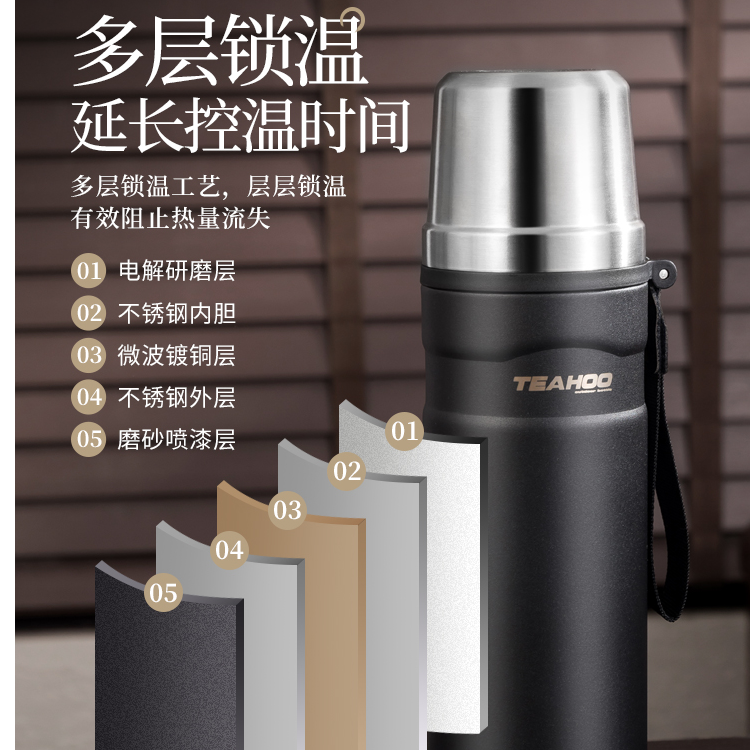 琪虎全钢户外家用车载便携保温防漏饮茶水杯保温杯男士2226L