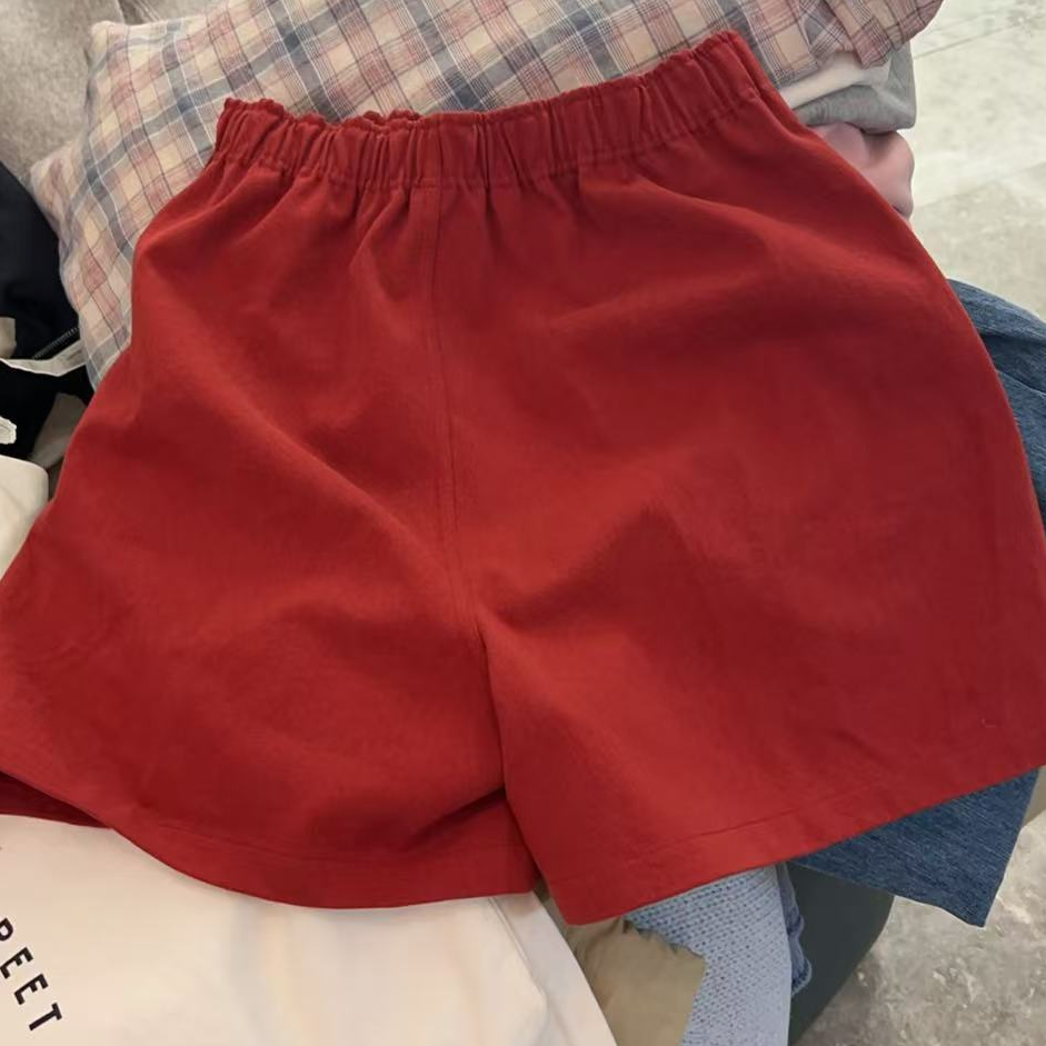 【NO退NO换】韩国东大门2025春款红色短裤
