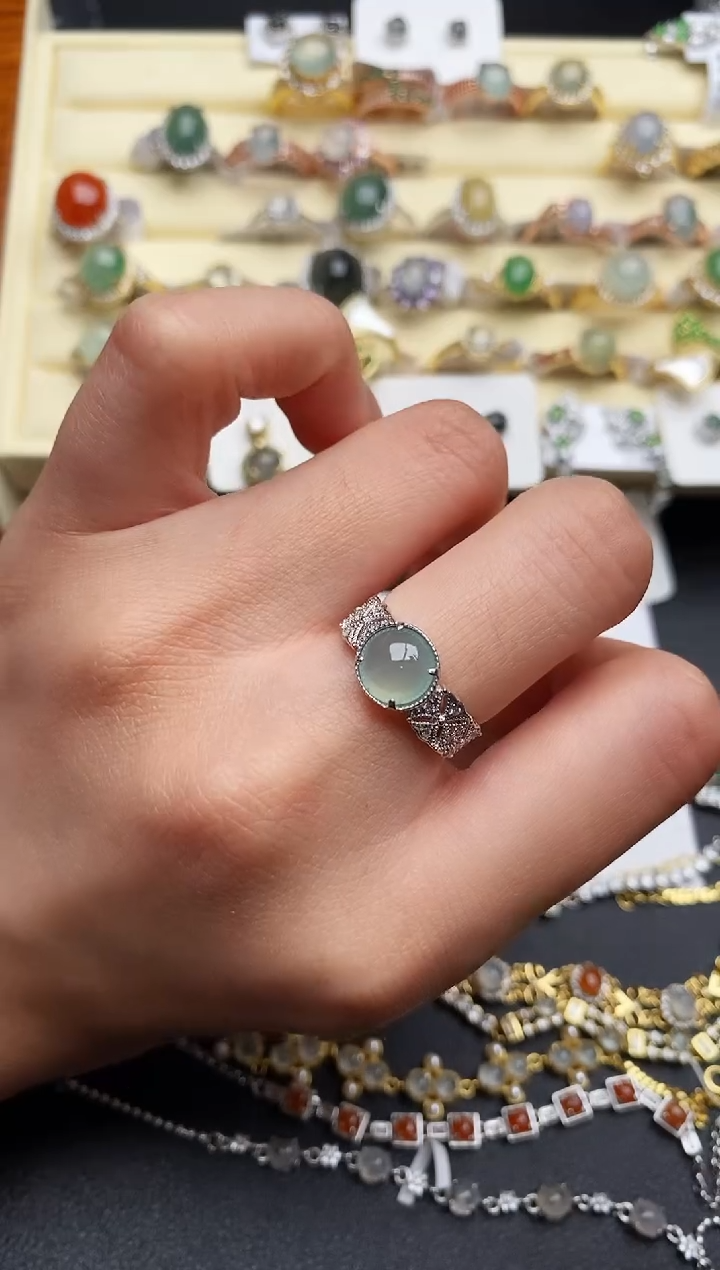 【闪购商品】翡翠戒指银S925镶嵌1010101010+2