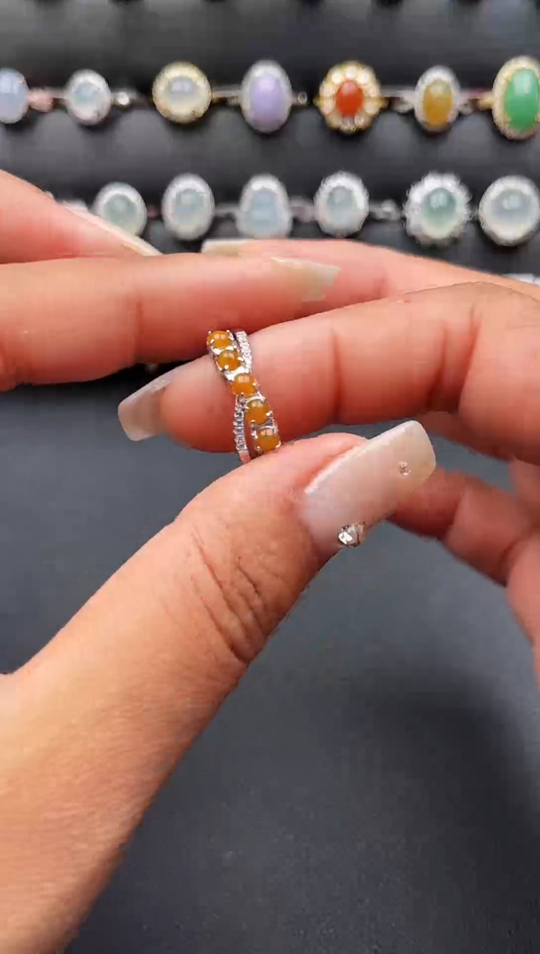 【闪购商品】翡翠戒指银S925镶嵌缅甸天然A货翡翠S925银镶嵌