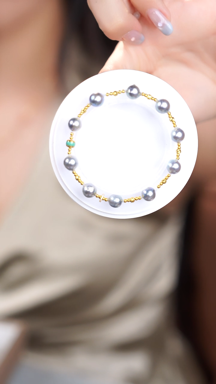 海水珍珠18K金镶嵌手串@@@@@@