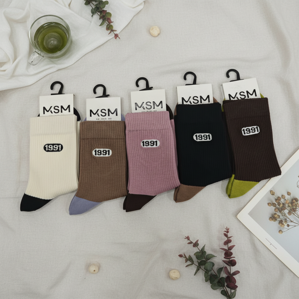 1193   五双轻奢时尚ins风百搭女士中筒袜