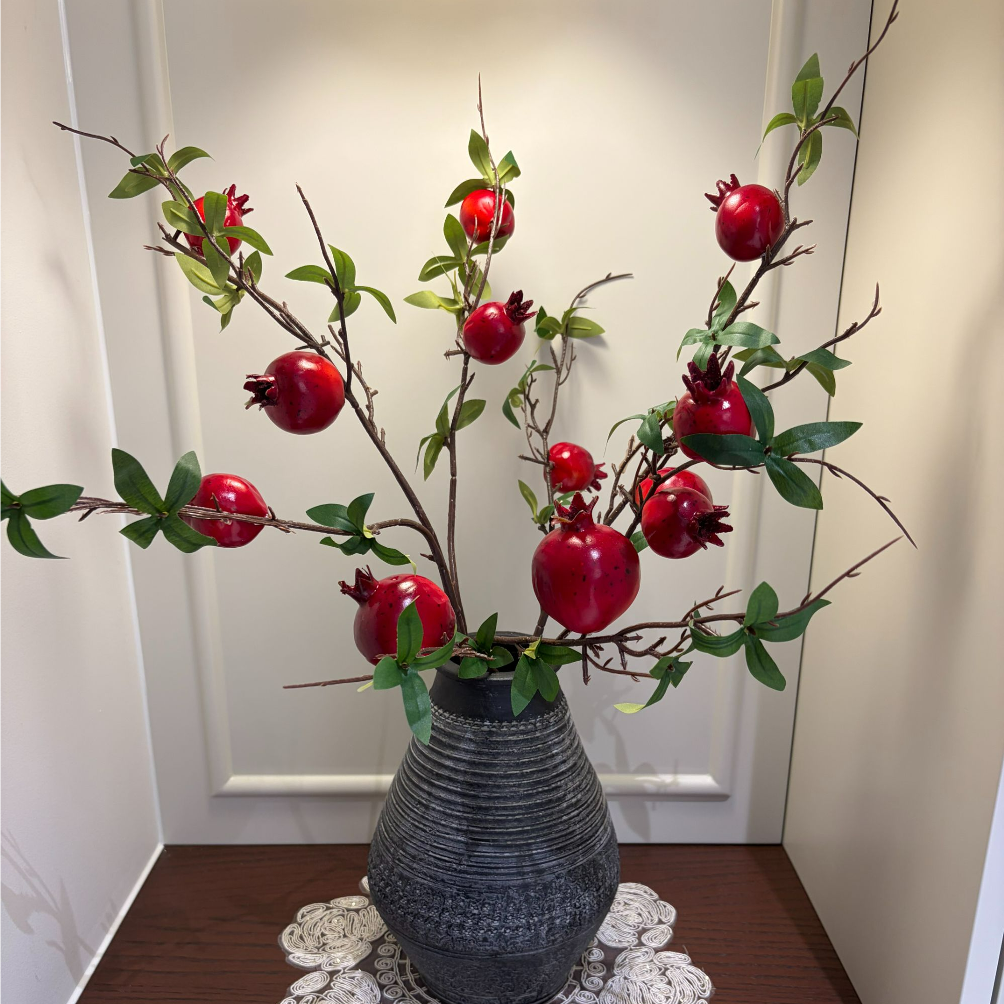 掬涵仿真花石榴果实树枝客厅假花摆设餐桌花干花插花家居装饰【荐】