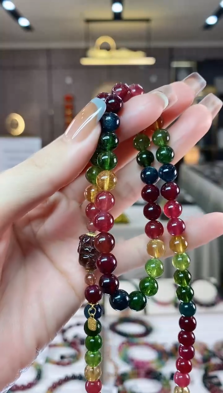 【闪购商品】碧玺三圈手串7mm+未镶嵌一物一证dan