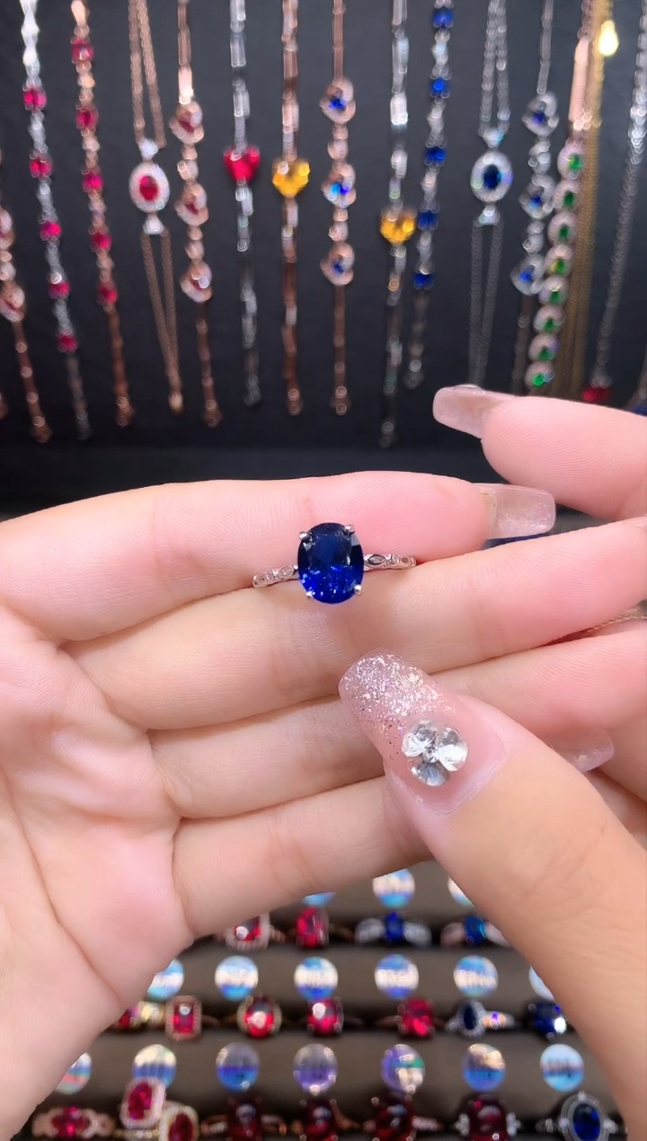 【闪购商品】蓝宝石戒指银S925镶嵌8.10银