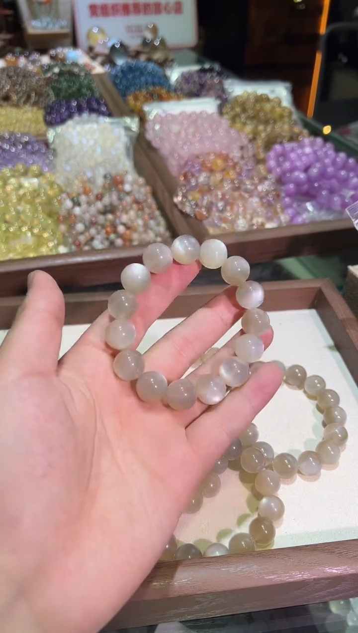未镶嵌手链月光石14mm+奶茶月光（多样性发一）