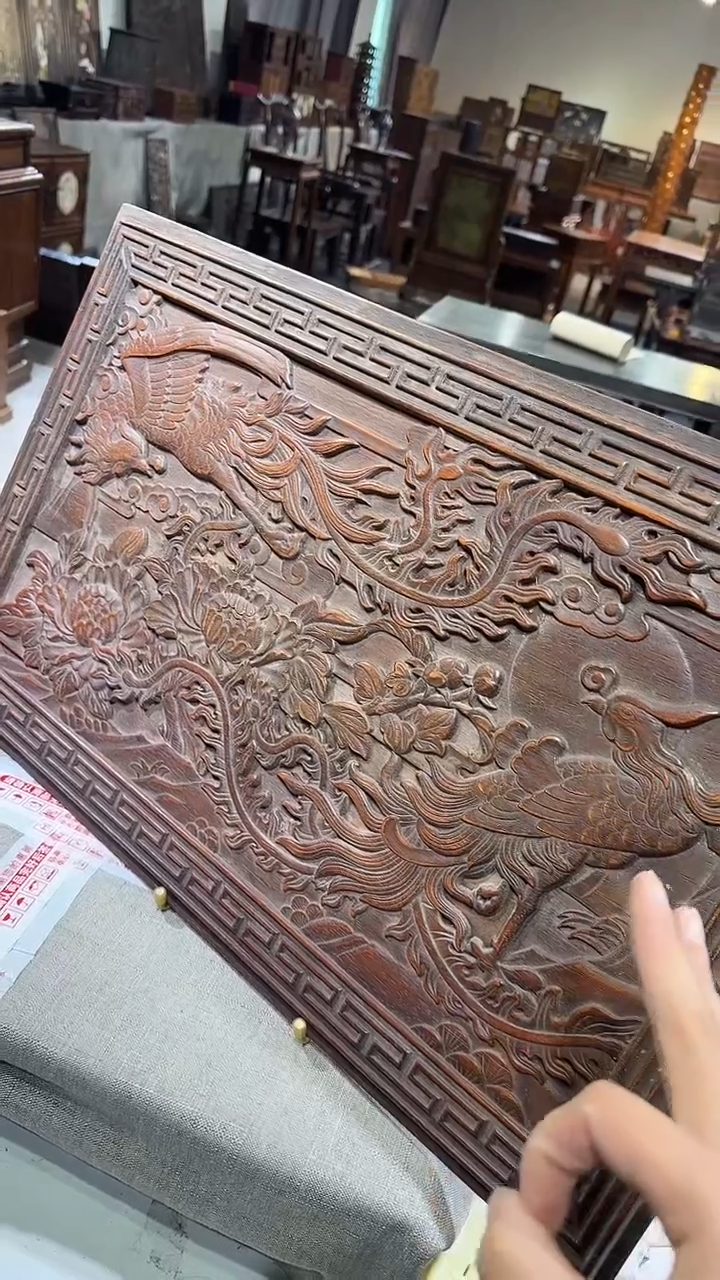 木用****9紫檀双凤凤雕刻板