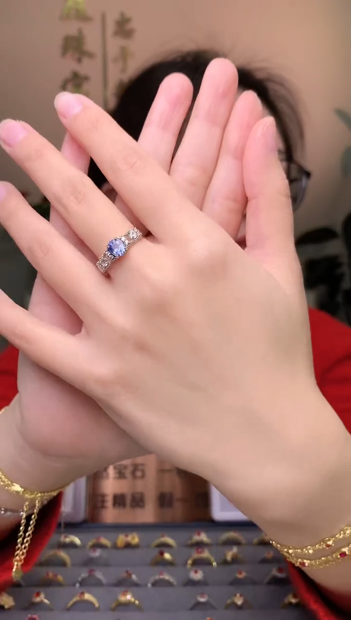 【闪购商品】蓝宝石戒指银S925镶嵌戒指