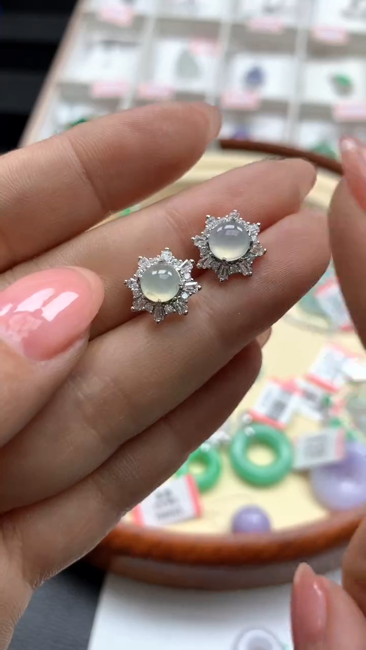 【闪购商品】翡翠耳饰未镶嵌耳钉