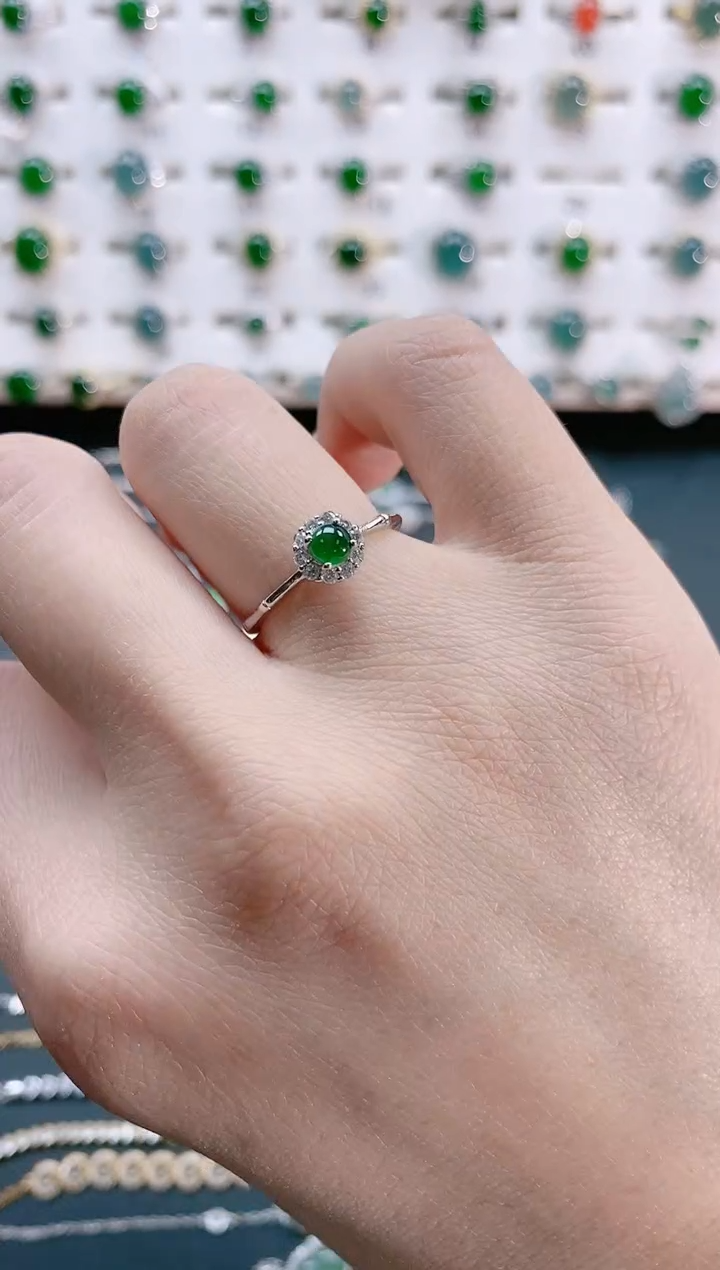 【闪购商品】翡翠戒指银S925镶嵌天然翡翠