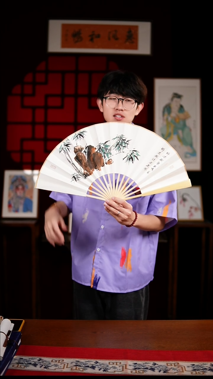 书法高级手工字画折扇竹韵清风赠礼盒 杨