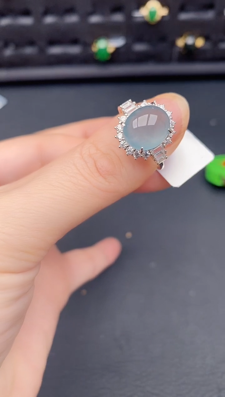 银S925镶嵌戒指翡翠天然a货翡翠167