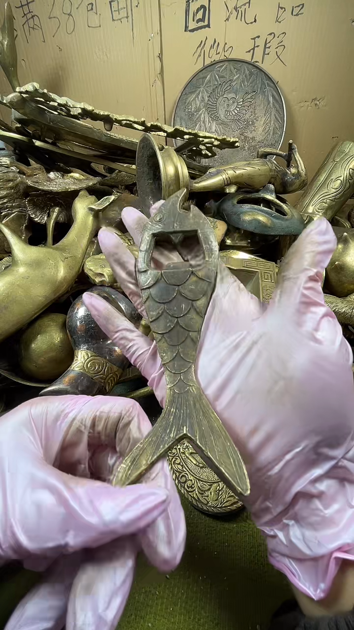 铁**情亿锦铜回流铜器摆件35