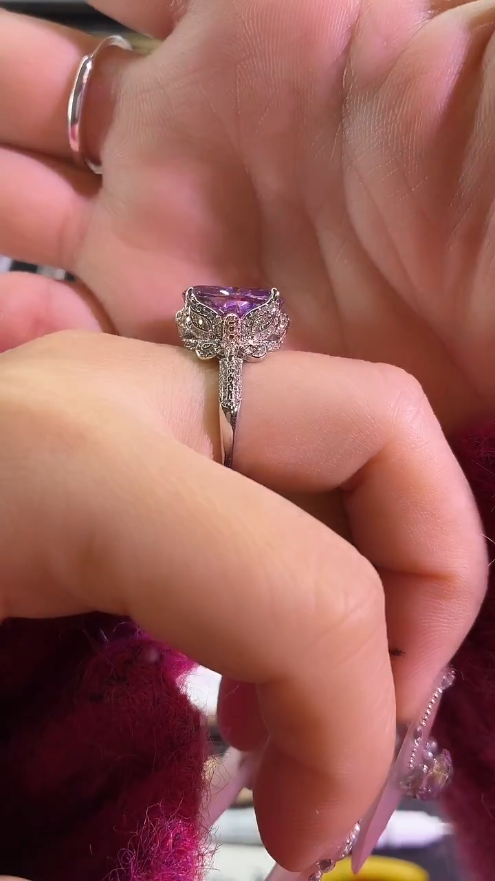 锆石铜合金12号 10*14蛋形 【冰花】空托