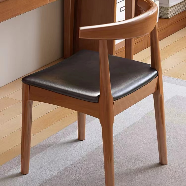 牛角椅全实木书桌椅子电脑办公椅北欧简约现代书房家用卧室学生椅