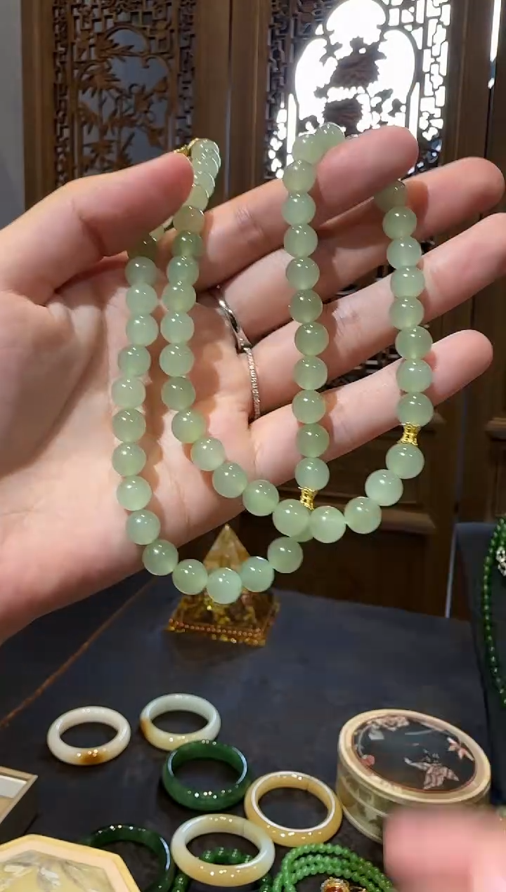 【闪购商品】和田玉手串18K金镶嵌1