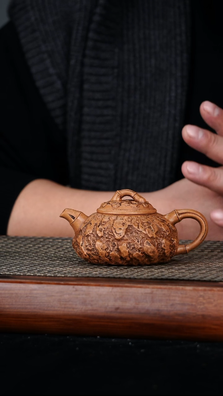 茶壶紫砂原矿段泥竹节供春140cc