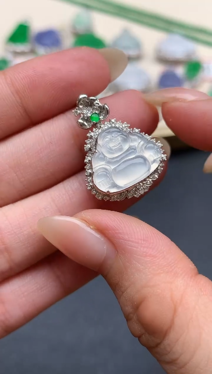 翡翠18K金镶嵌吊坠(不含链)吊坠(不含链)|6800