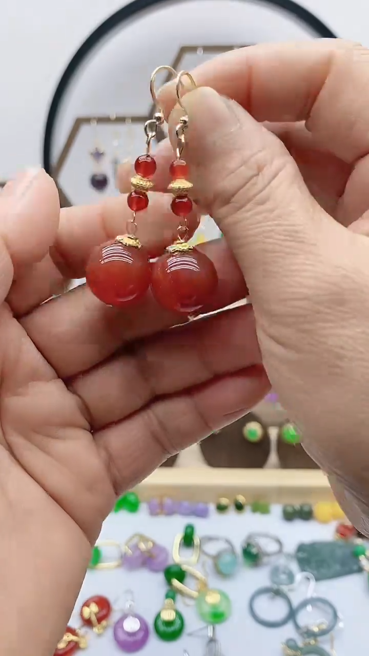 未镶嵌南红玛瑙耳饰187