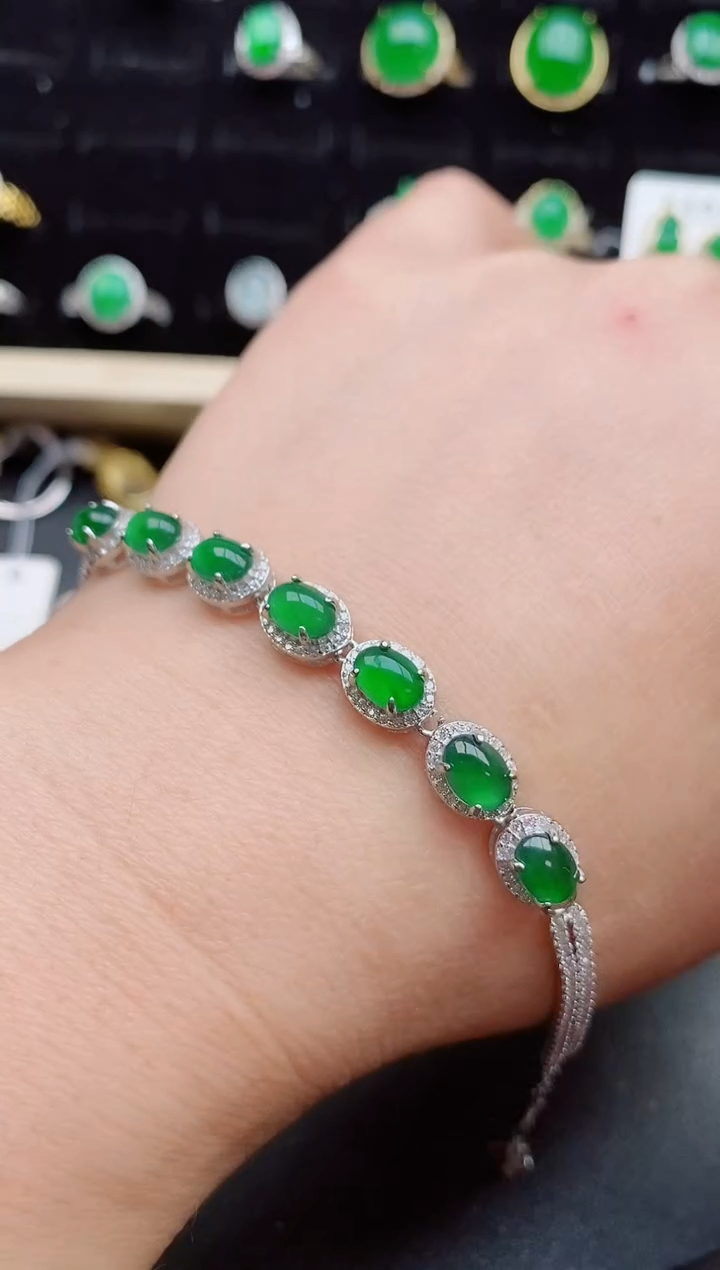 【闪购商品】翡翠手链银S925镶嵌5085005