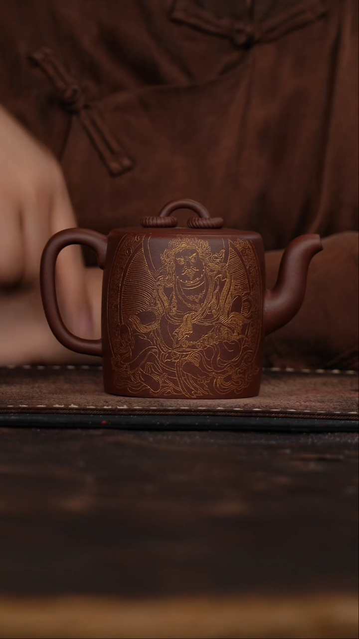 茶杯紫砂非遗茶器-黄财神双圈汲直