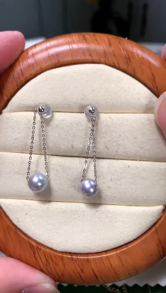 【闪购商品】海水珍珠耳钉18K金镶嵌真多麻秋千